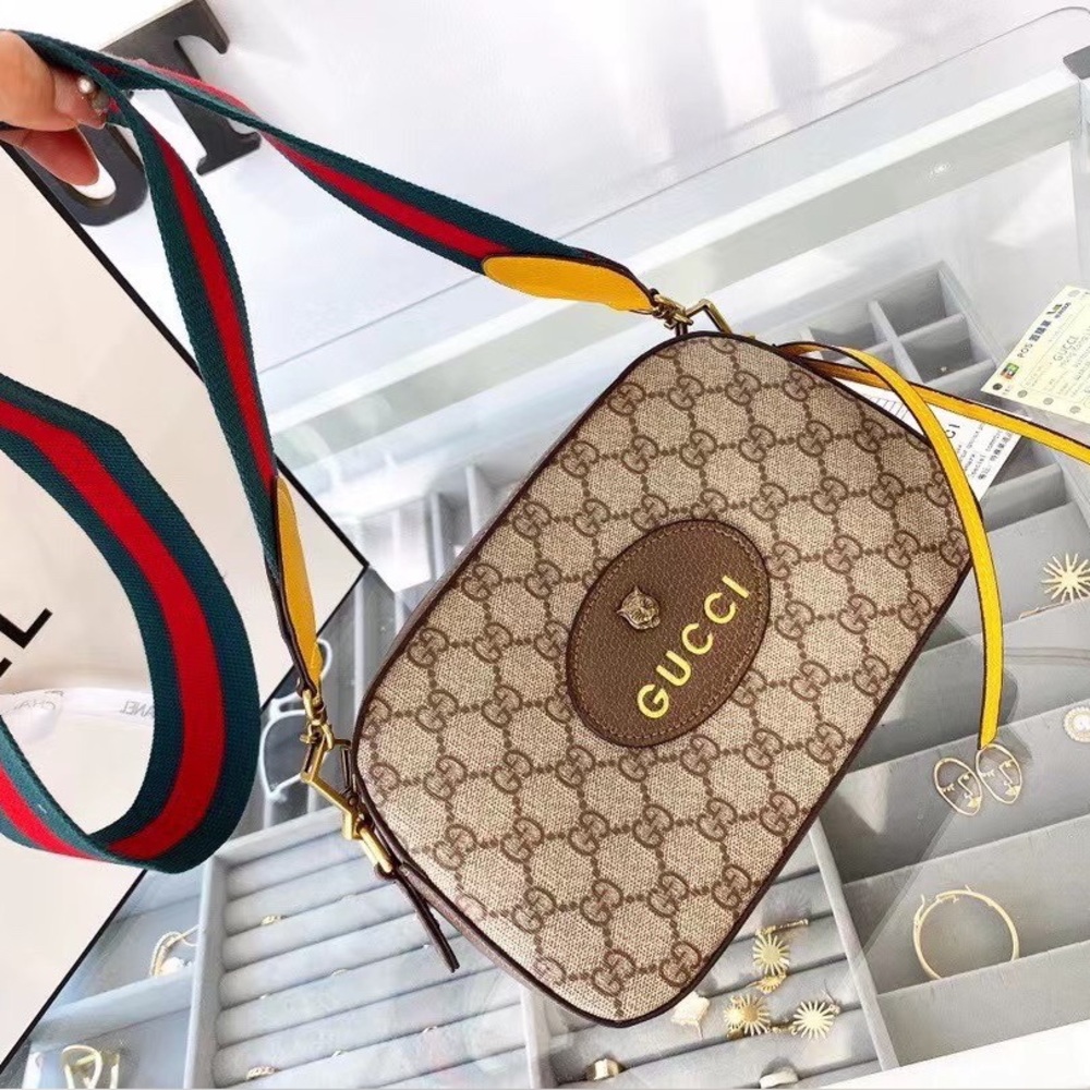 Gucci Beige and Brown Monogram Crossbody Bag